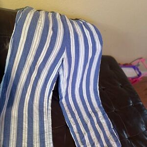 Old Navy Blue and White Striped Wide-Leg Pants